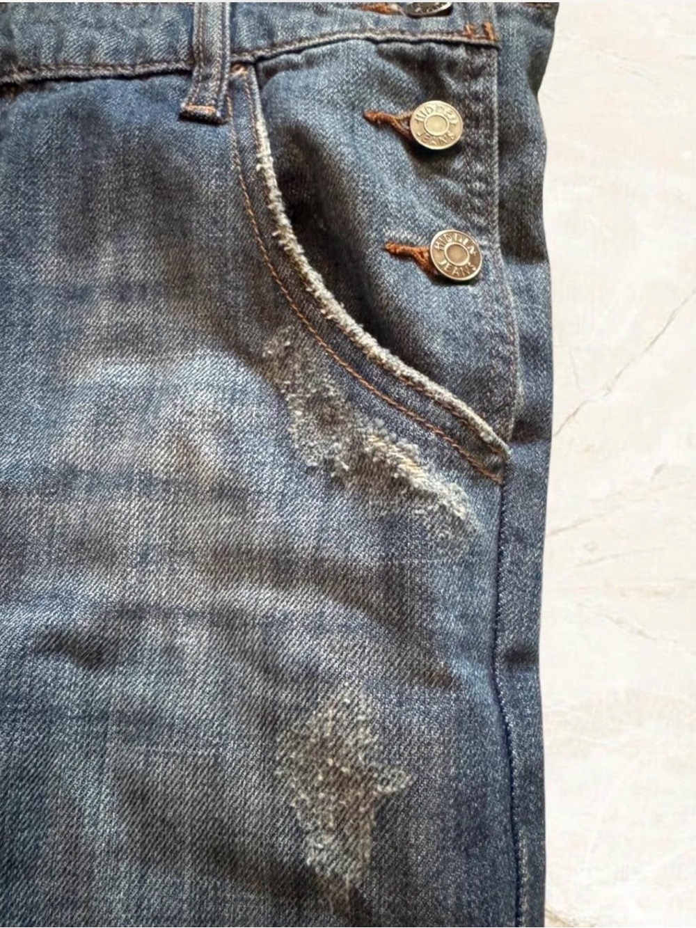 Hidden Jeans Girls Blue Distressed Denim Bib Overall Jumpsuit Button Pockets Sm - Picture 5 of 15